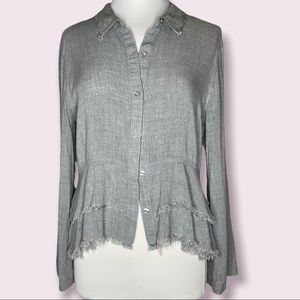 Cloth and Stone Button Up Raw Hem Top Sz L